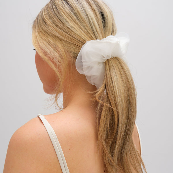 Jon Richard Organza White Bridal Scrunchie