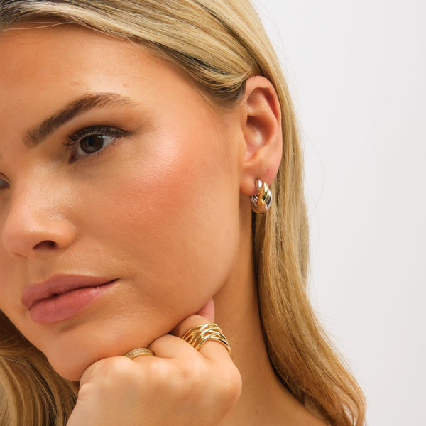 Jon Richard Two Tone Twist Hoop Earrings