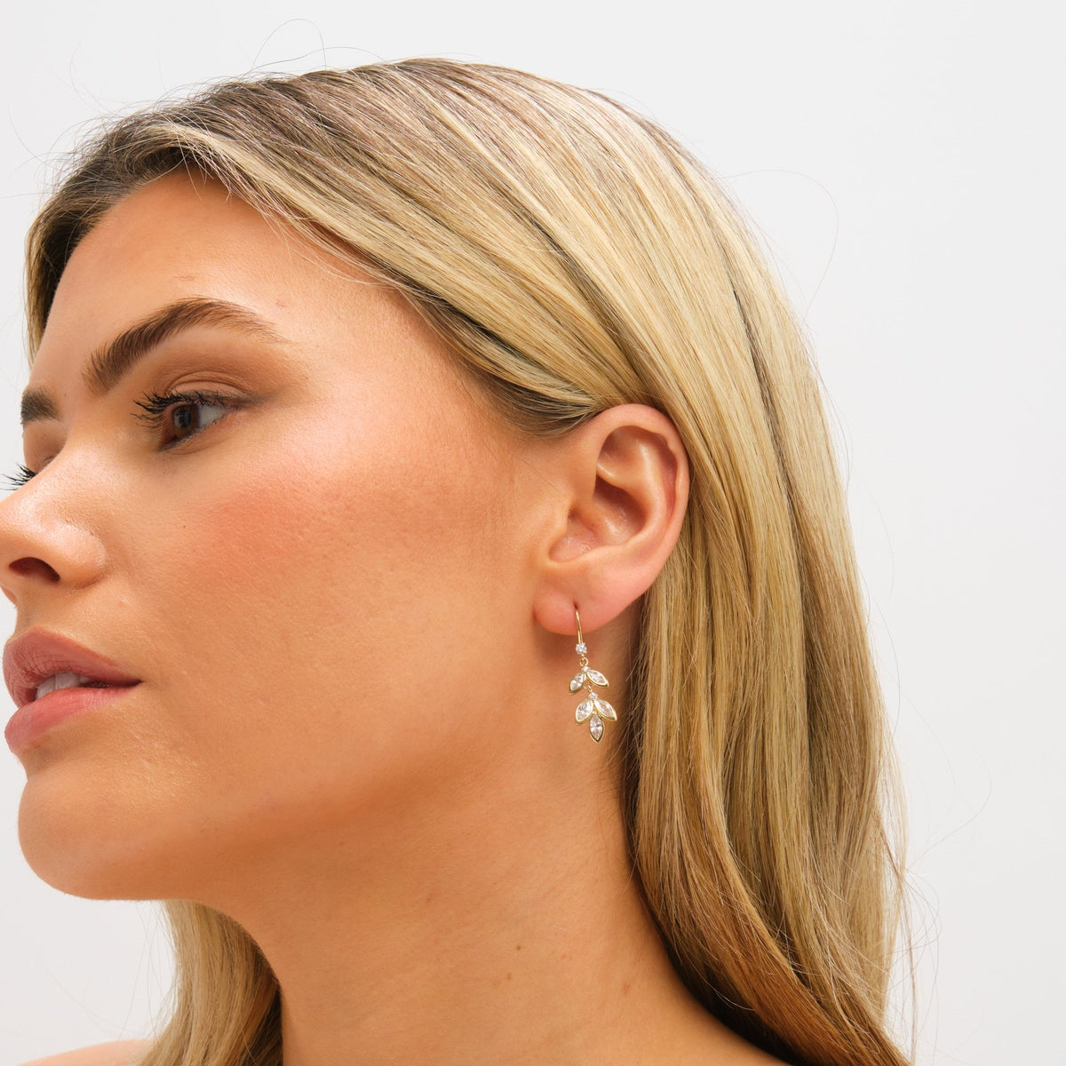 Jon Richard Gold Plated and Crystal Leaf Drop Fish Hook Earrings