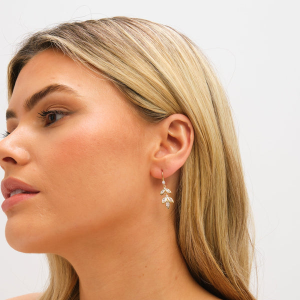 Jon Richard Gold Plated and Crystal Leaf Drop Fish Hook Earrings