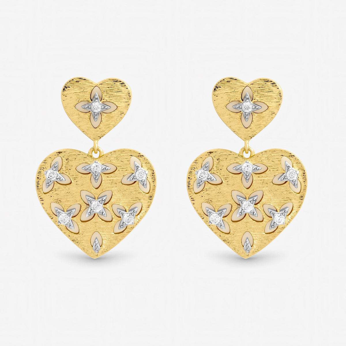 Jon Richard Two Tone Heart Earrings