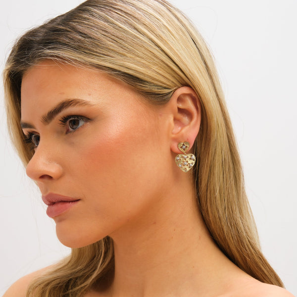 Jon Richard Two Tone Heart Earrings