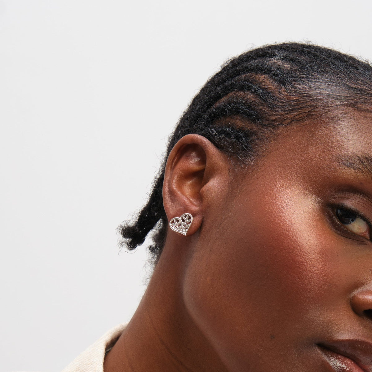 Inicio Sterling Silver Tree Of Love Heart Stud Earrings