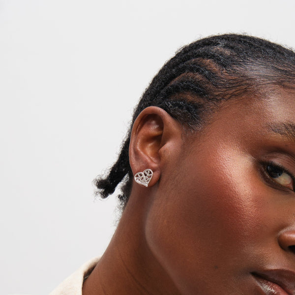 Inicio Sterling Silver Tree Of Love Heart Stud Earrings