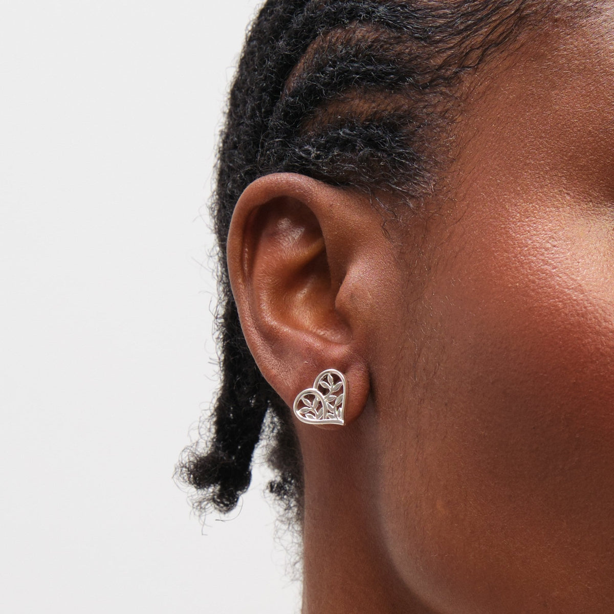 Inicio Sterling Silver Tree Of Love Heart Stud Earrings
