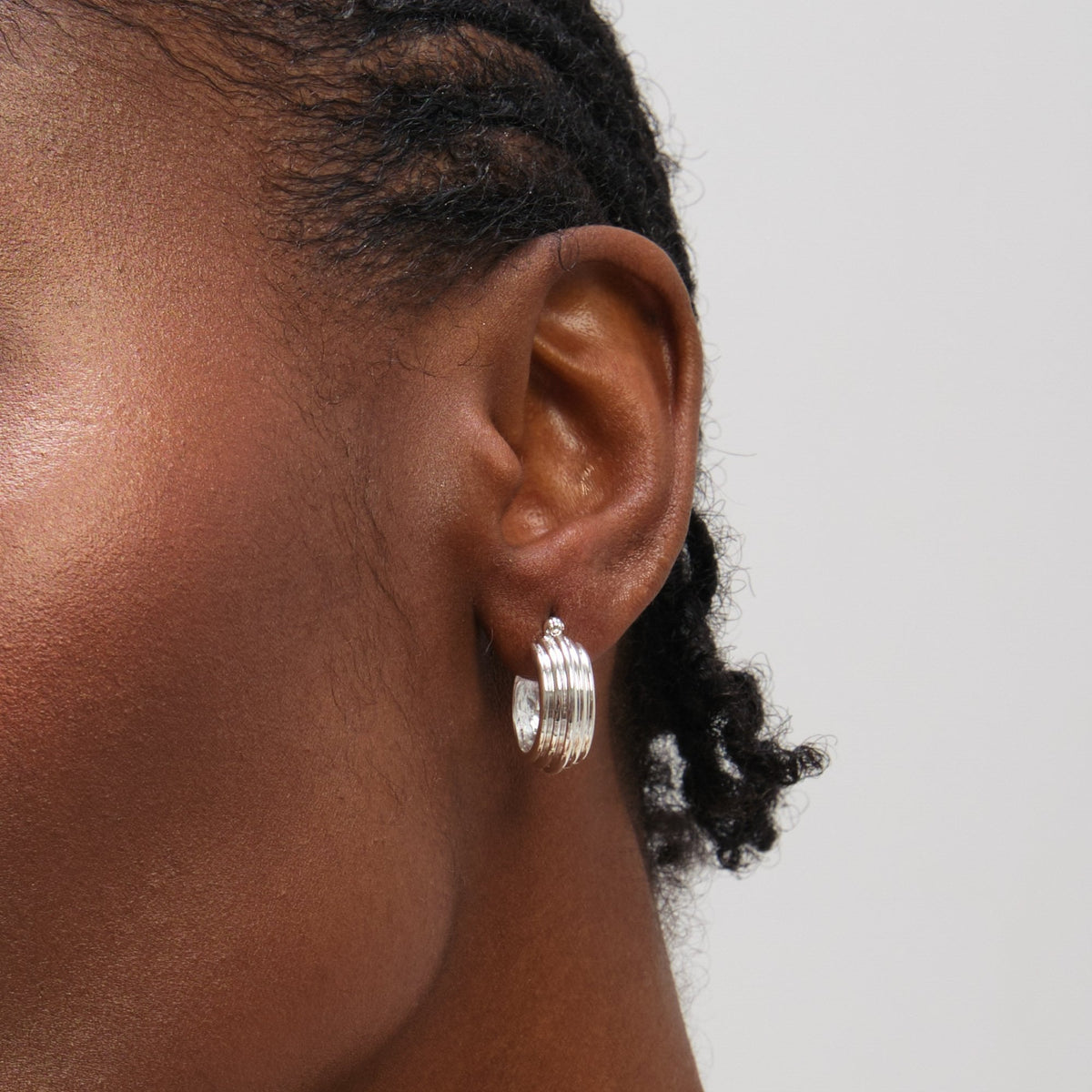 Inicio Sterling Silver Ridged Hoop Earrings