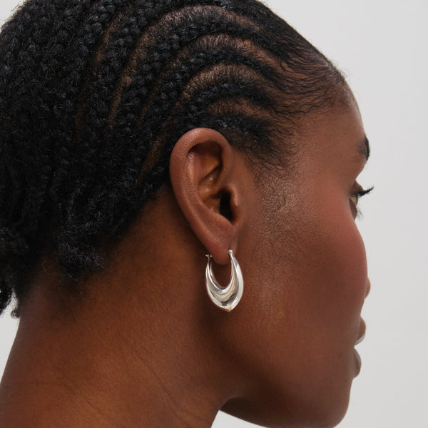 Inicio Sterling Silver Chunky Curved Creole Hoops