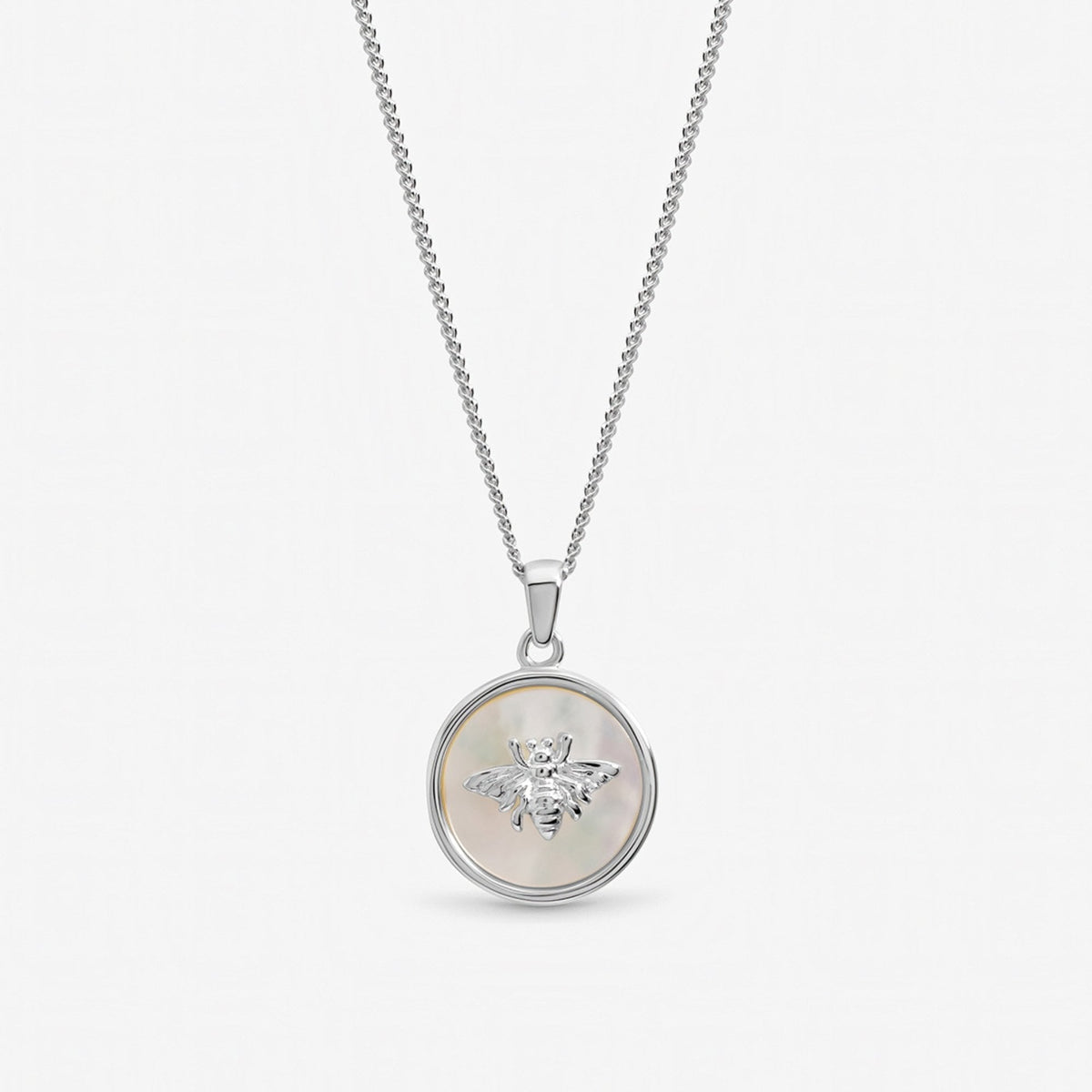 Inicio Sterling Silver Mother Of Pearl Bumblebee Pendant - Gift Pouch