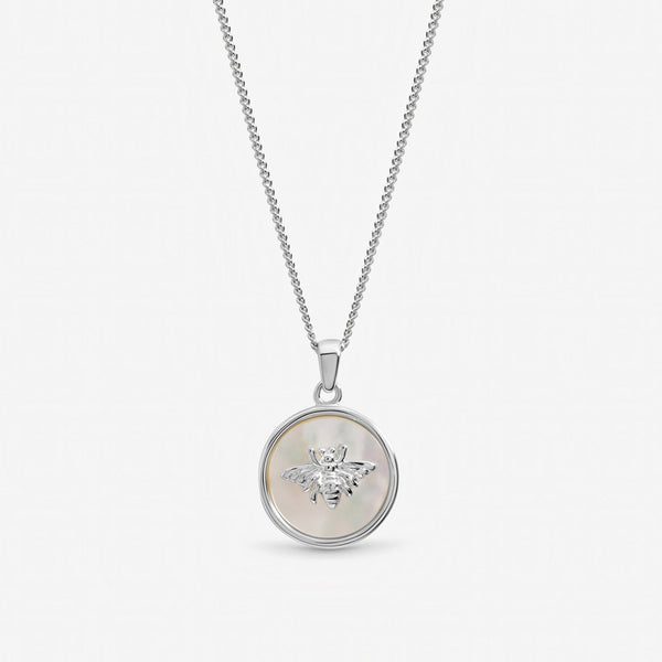Inicio Sterling Silver Mother Of Pearl Bumblebee Pendant - Gift Pouch