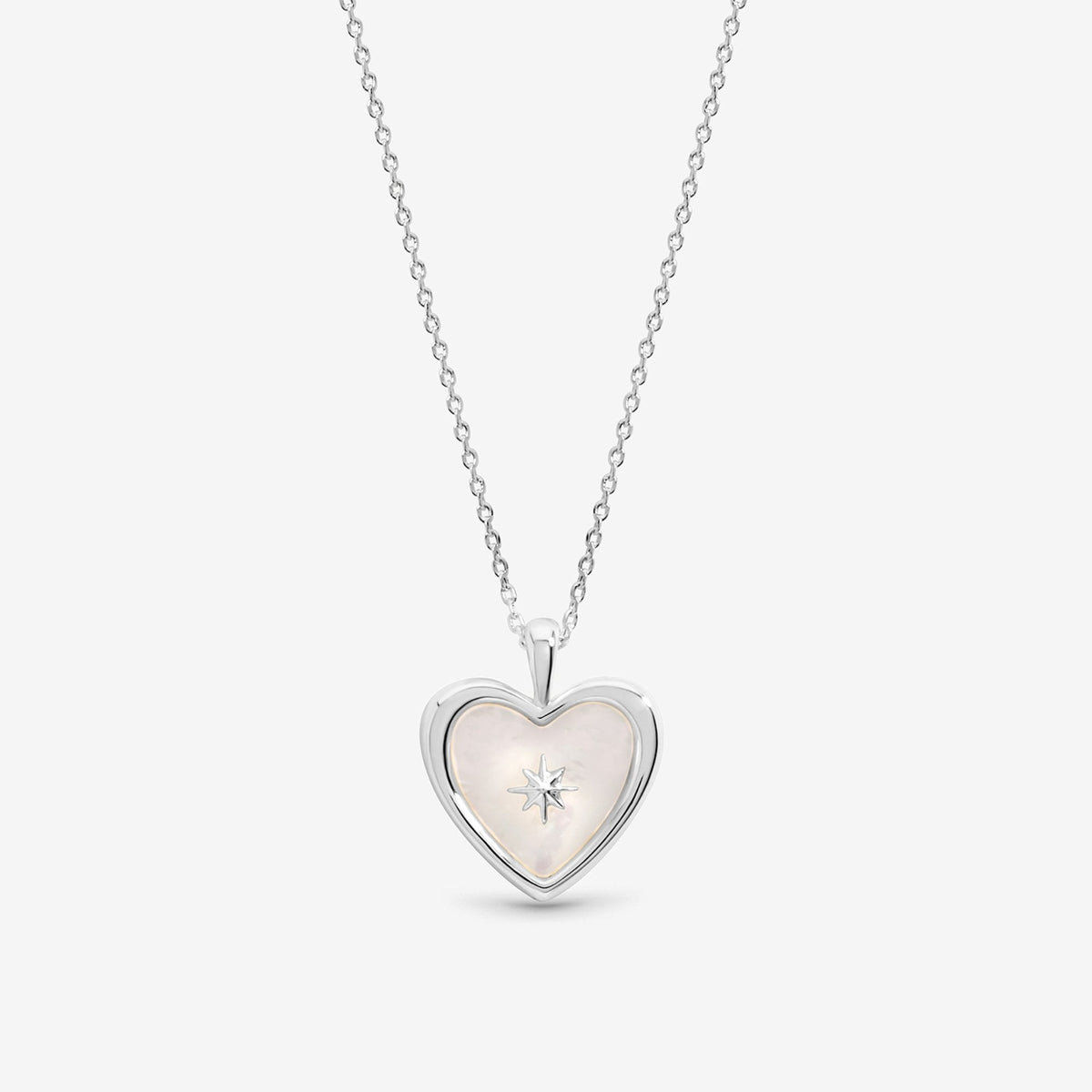 Inicio Sterling Silver Mother of Pearl Celestial Heart Pendant - Gift Pouch