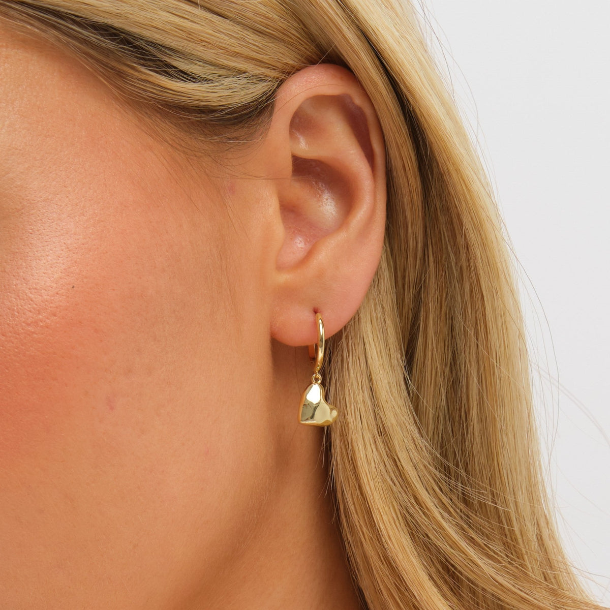 Inicio Gold Plated Molton Heart Huggie Earrings - Gift Pouch