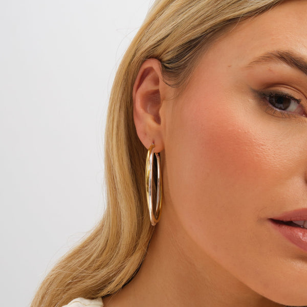 Inicio Two Tone Large Hoop Earrings - Gift Pouch