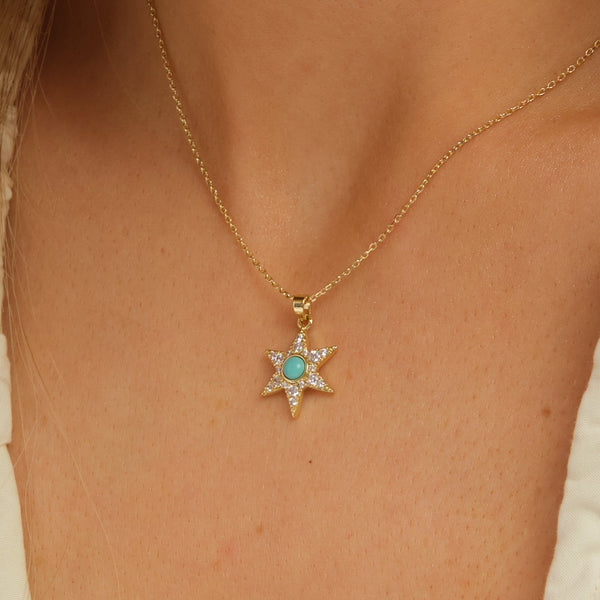 Inicio 14Ct Real Gold Plated Turquoise Star Set - Gift Box