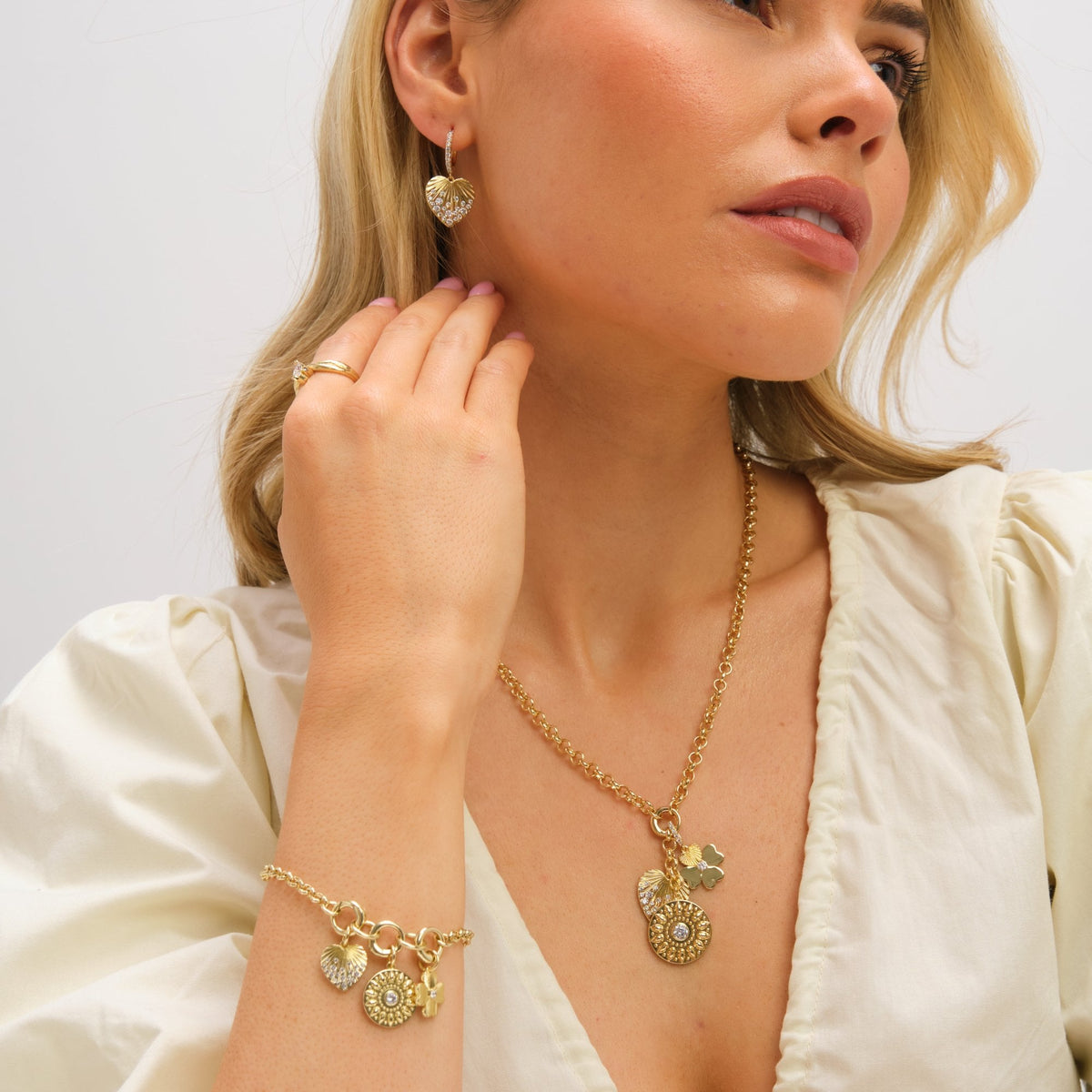 Inicio Gold Plated Multi Charm Bracelet - Gift Pouch