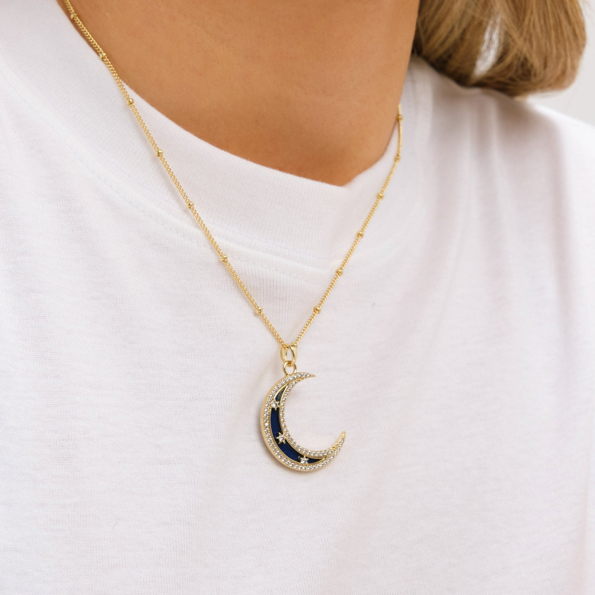 Inicio Gold Plated Lapis Celestial Necklace - Gift Pouch