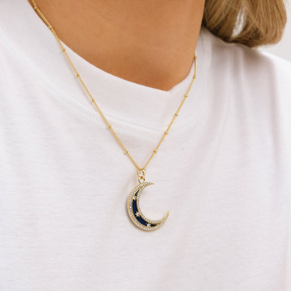 Inicio Gold Plated Lapis Celestial Necklace - Gift Pouch