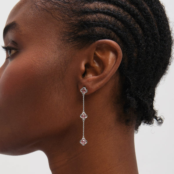 Inicio Sterling Silver Vintage Rose Fine Triple Clover Drop Earrings