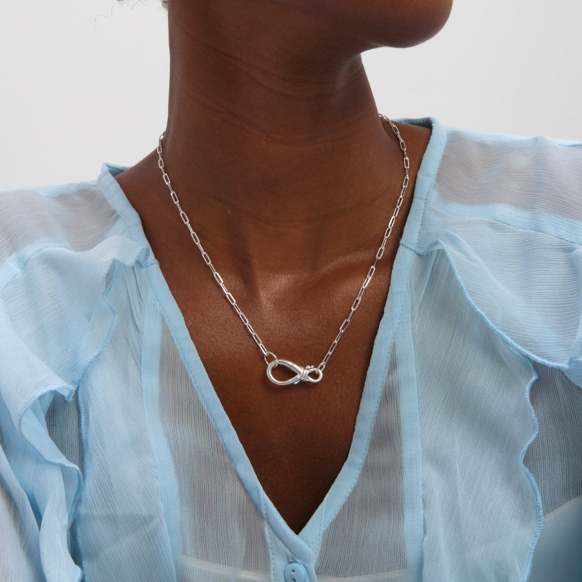 Inicio Sterling Silver Infinity Clasp Necklace - Gift Pouch
