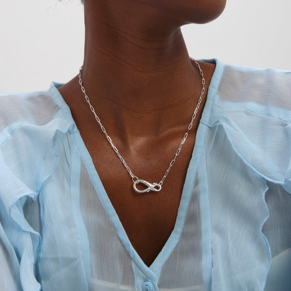 Inicio Sterling Silver Infinity Clasp Necklace - Gift Pouch