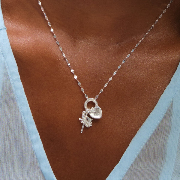 Inicio Sterling Silver Christening Charm Necklace - Gift Pouch