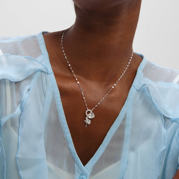 Inicio Sterling Silver Christening Charm Necklace - Gift Pouch