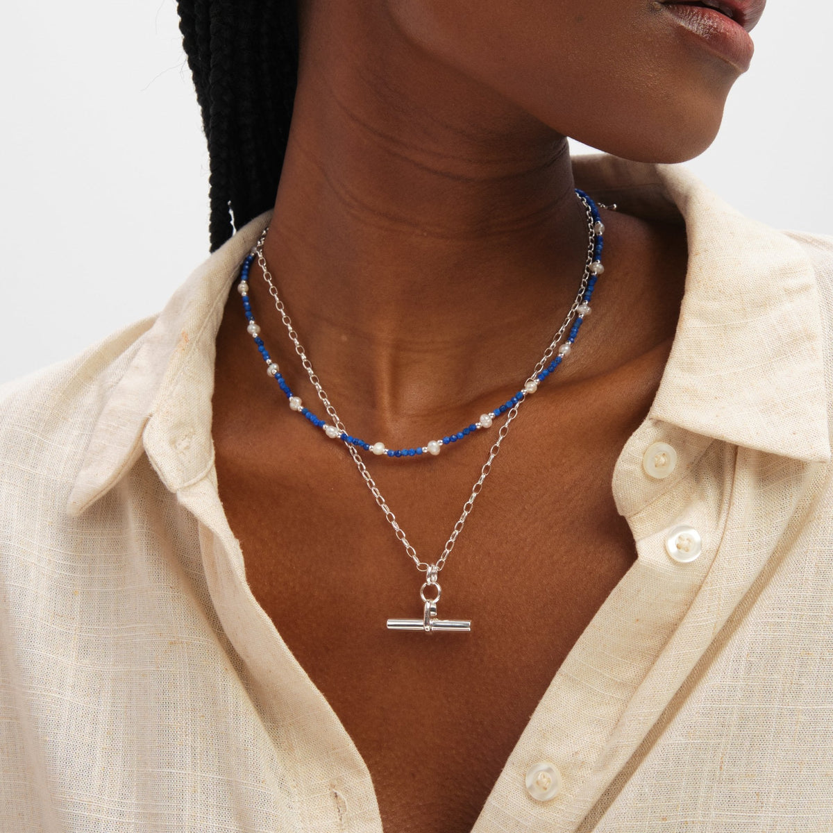 Inicio Sterling Silver Polished T-Bar Pendant - Gift Pouch