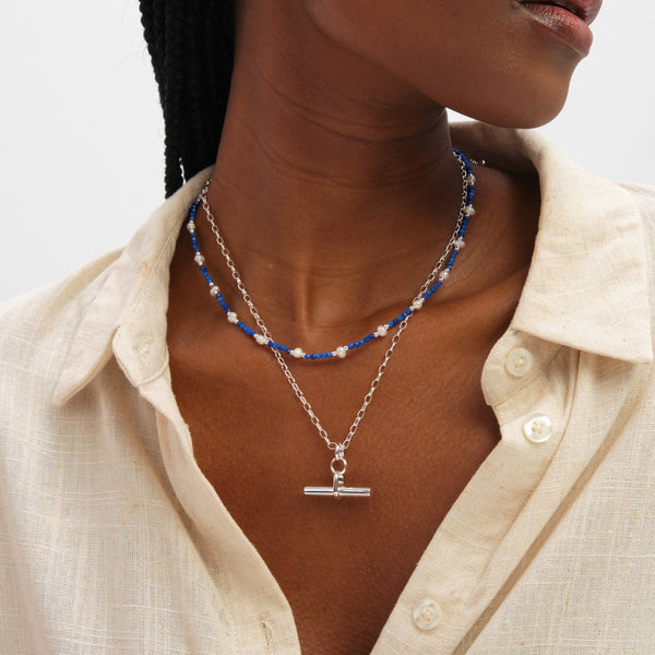Inicio Sterling Silver Polished T-Bar Pendant - Gift Pouch