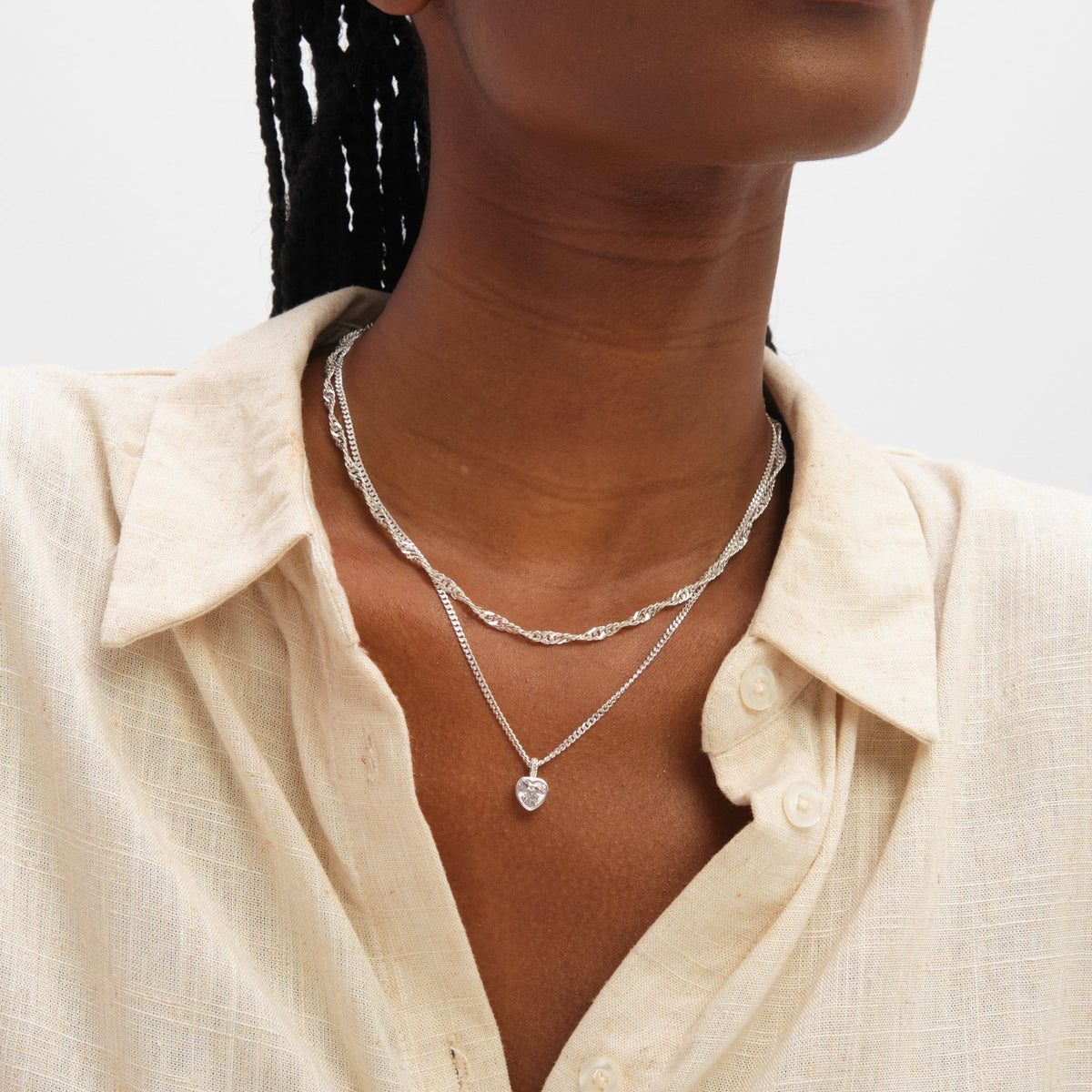 Inicio Sterling Silver Heart Bezel Necklace - Gift Pouch