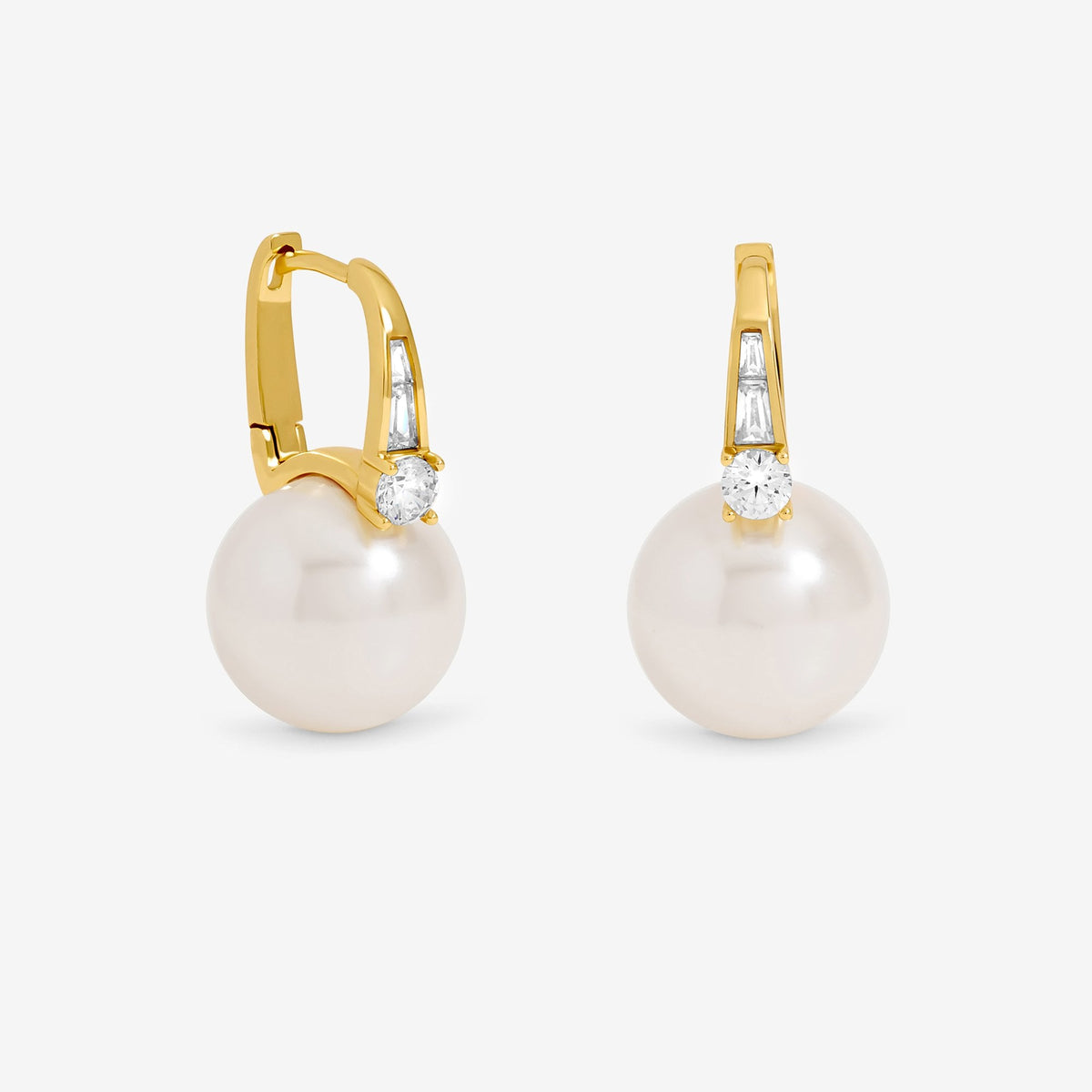 Jon Richard Gold Plated Polished and Crystal Stone Pearl Hoops