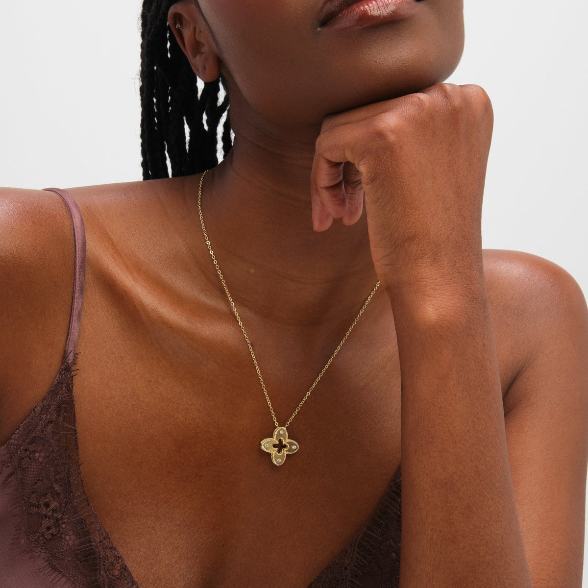 Jon Richard Gold Plated Textured Crystal Clover Pendant