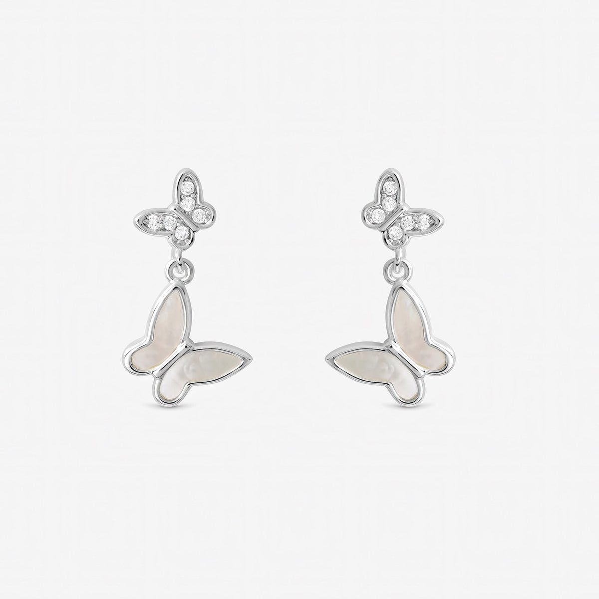 Inicio Sterling Silver Butterfly Double Drop Earrings - Gift Pouch