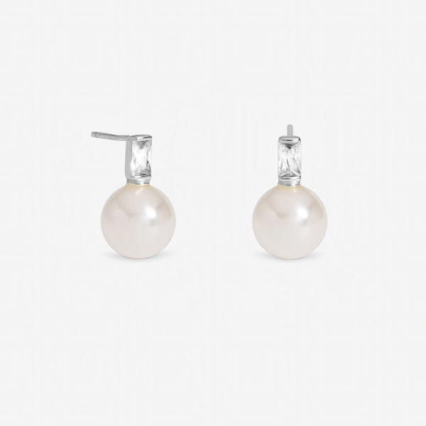 Inicio Sterling Silver Cubic Zirconia and Pearl Studs - Gift Pouch