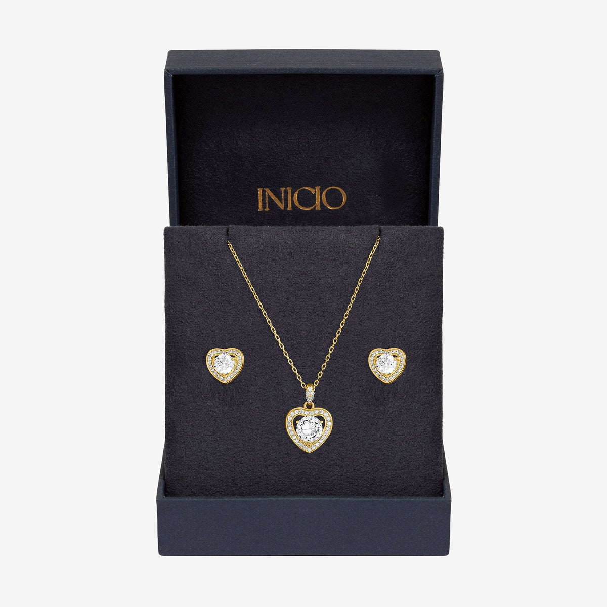 Inicio 14Ct Real Gold Plated Heart Set - Gift Box