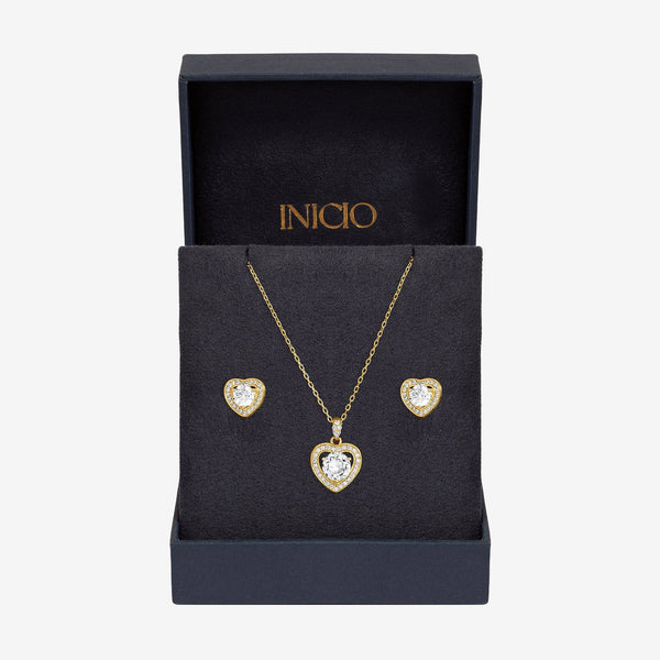 Inicio 14Ct Real Gold Plated Heart Set - Gift Box