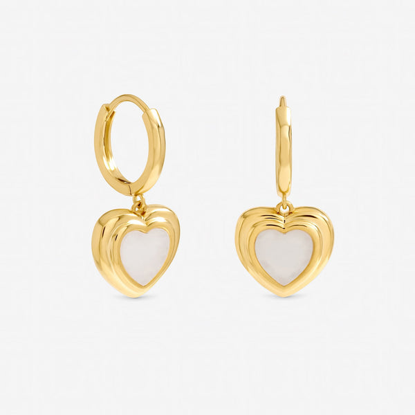 Inicio Gold Plated Mother of Pearl Heart Earrings - Gift Pouch