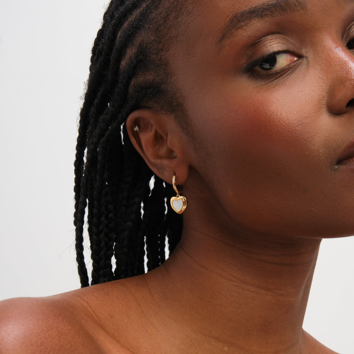 Inicio Gold Plated Mother of Pearl Heart Earrings - Gift Pouch