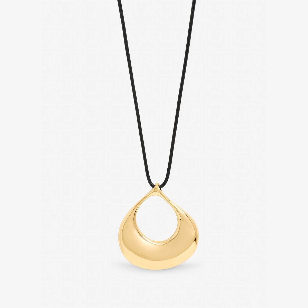 Inicio Gold Plated and Jet Cord Open Pendant - Gift Pouch