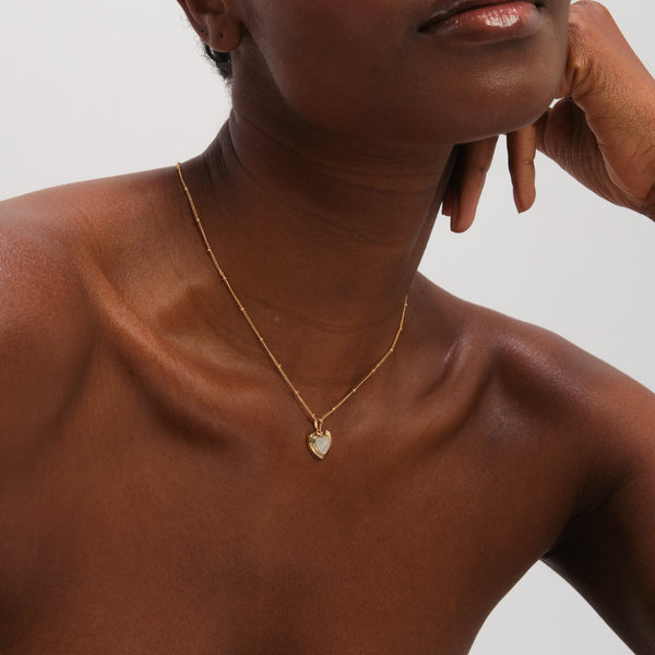 Inicio Gold Plated Mother of Pearl Heart Pendant - Gift Pouch