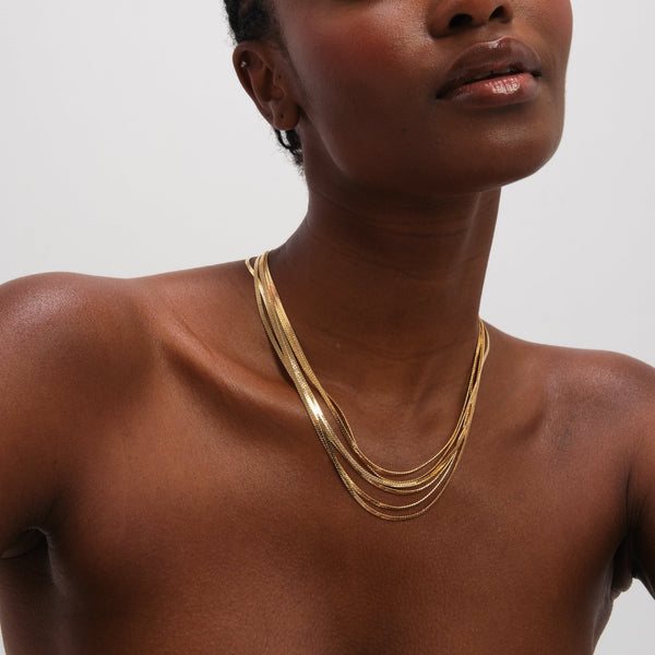 Inicio Gold Plated Multi Layered Necklace - Gift Pouch