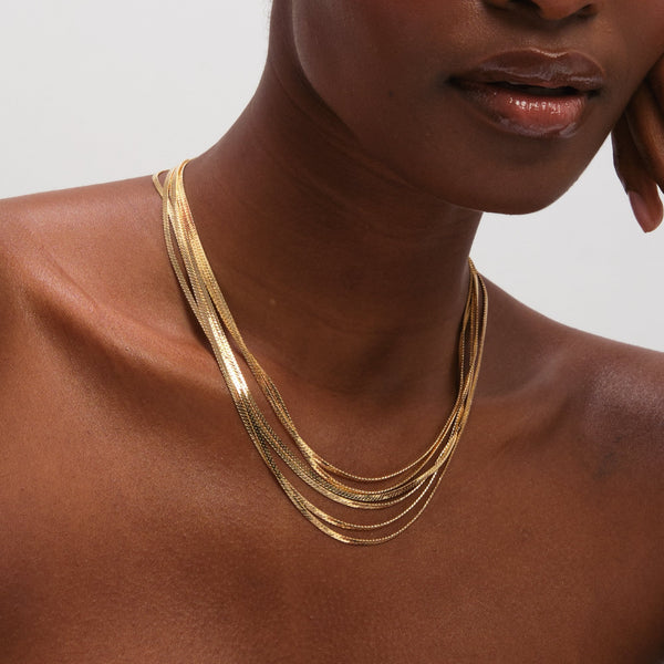 Inicio Gold Plated Multi Layered Necklace - Gift Pouch