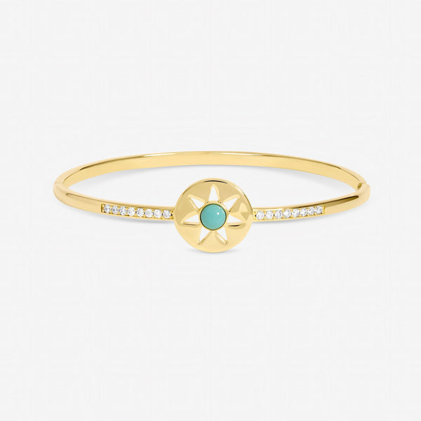 Inicio Gold Plated and Turquoise Celestial Bangle - Gift Pouch