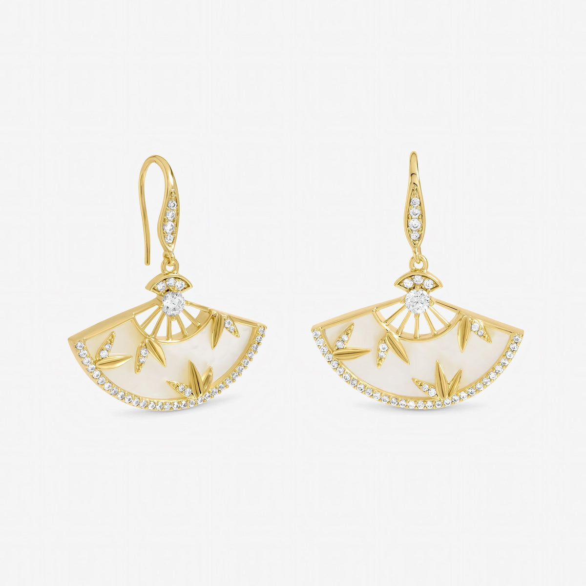 Jon Richard Gold Plated Mother of Pearl Fan Earrings