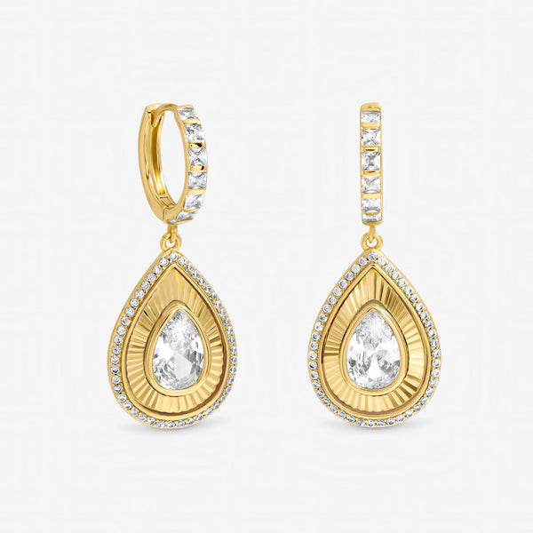 Jon Richard Gold Plated and Diamond Cut Peardrop Earrings