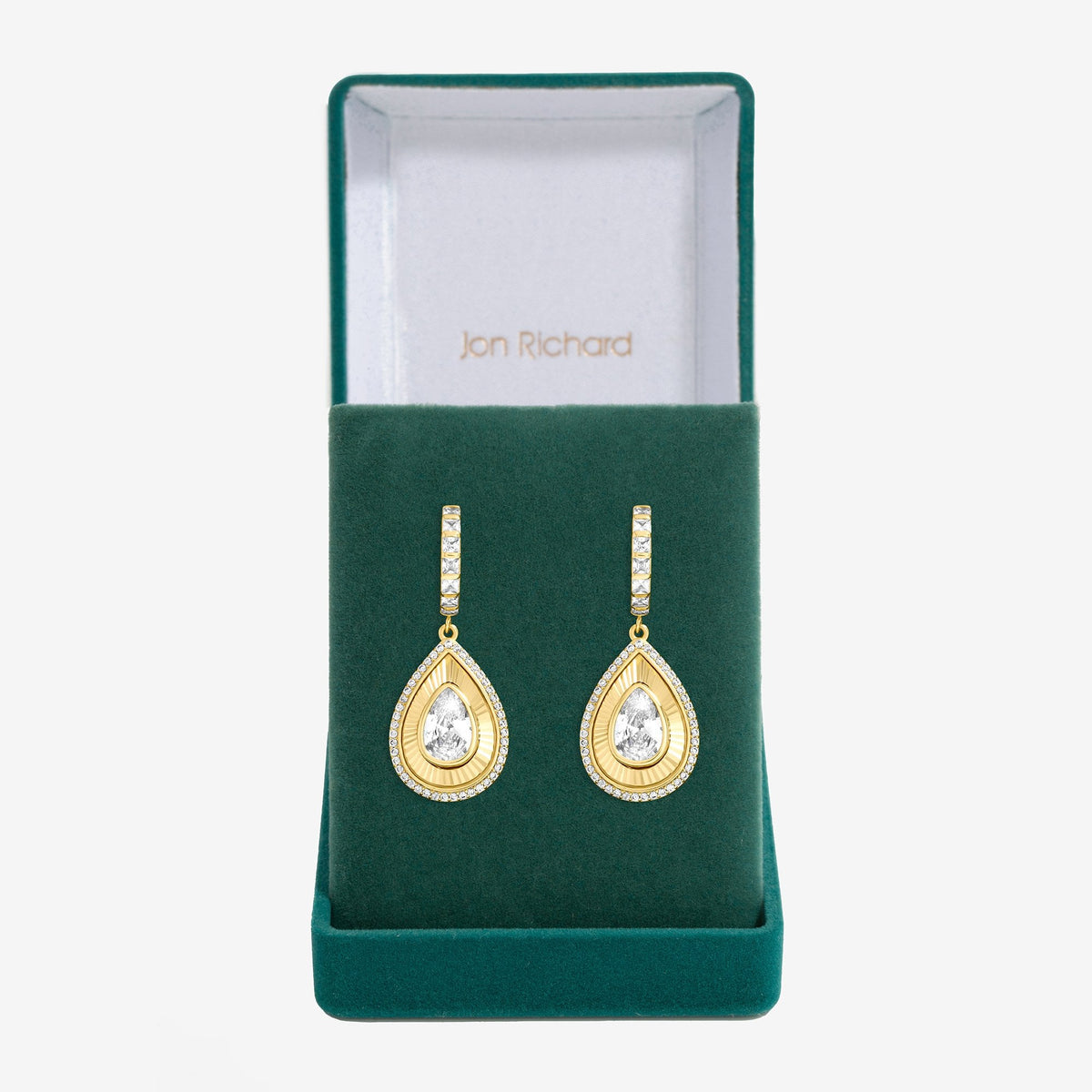 Jon Richard Gold Plated and Diamond Cut Peardrop Earrings