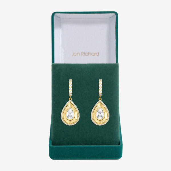 Jon Richard Gold Plated and Diamond Cut Peardrop Earrings