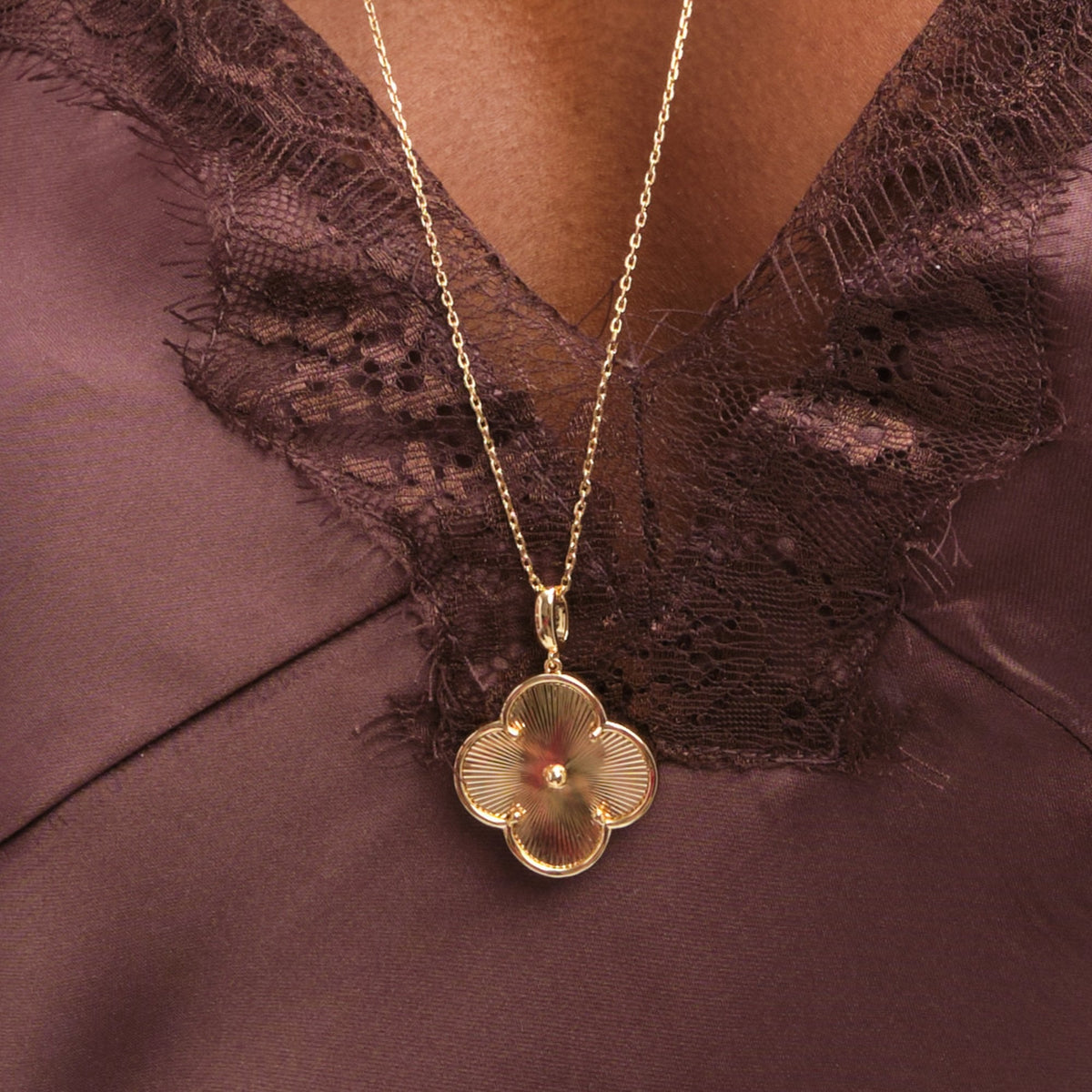 Jon Richard Gold Plated Long Clover Necklace Pendant