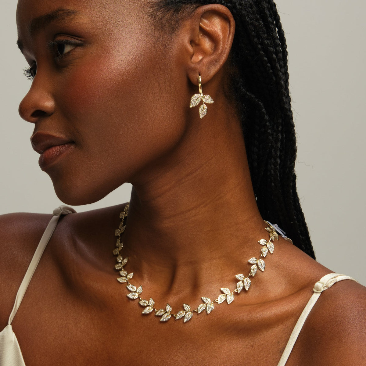 Jon Richard Gold Plated and Cubic Zirconia Leaf Necklace