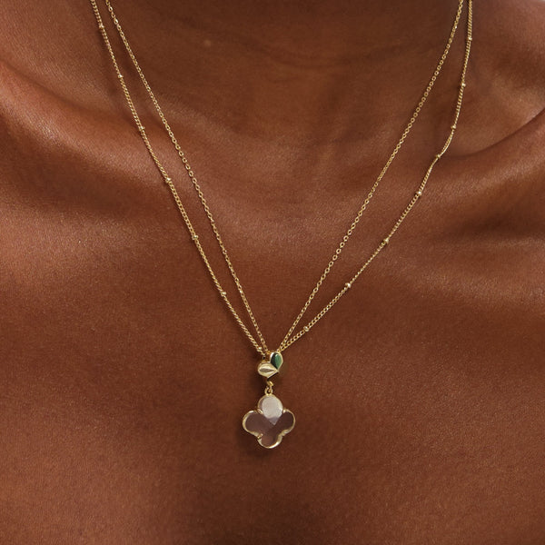 Jon Richard Gold Polished and Crystal Clover Pendant