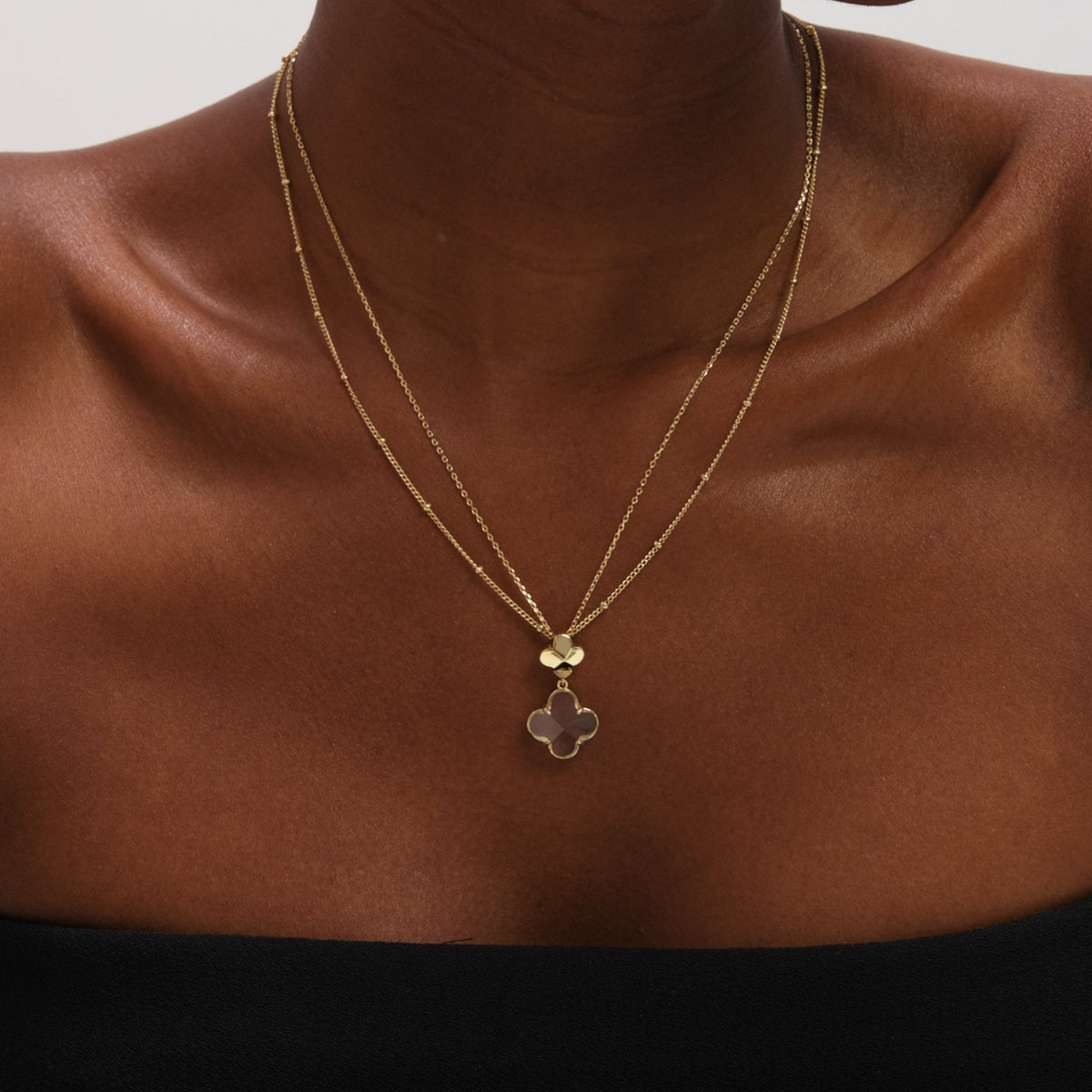 Jon Richard Gold Polished and Crystal Clover Pendant