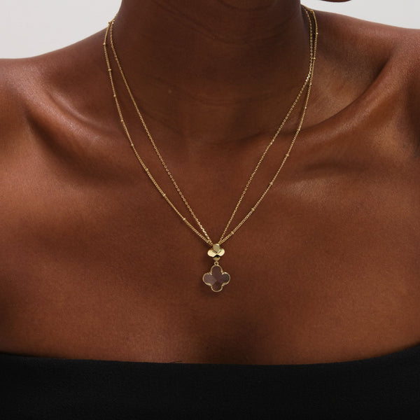 Jon Richard Gold Polished and Crystal Clover Pendant